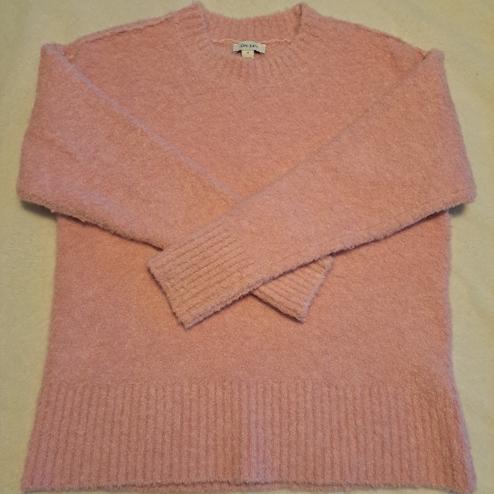 Blush Pink Fuzzy Crewneck Sweater